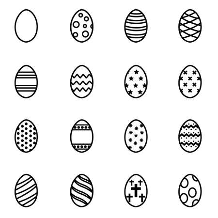 Vector line easter icon set on white backgroundのイラスト素材