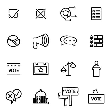 Vector line election icon set on white backgroundのイラスト素材