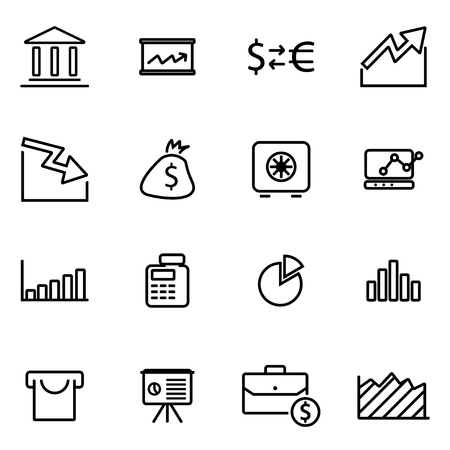 Vector line economic icon set on white backgroundのイラスト素材
