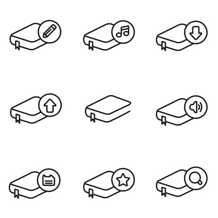 Vector line book icon set on white backgroundのイラスト素材