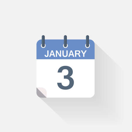 3 january calendar icon on grey backgroundのイラスト素材