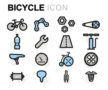 flat line bicycle icons set on white backgroundのイラスト素材