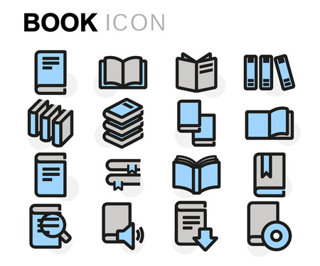flat line book icons set on white backgroundのイラスト素材