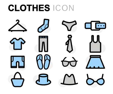 flat line clothes icons set on white backgroundのイラスト素材