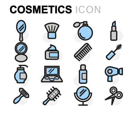 flat line cosmetics icons set on white backgroundのイラスト素材