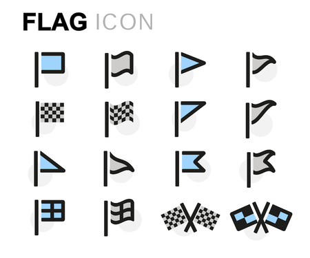 flat line flag icons set on white backgroundのイラスト素材
