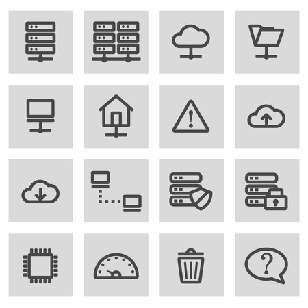 black line ftp icons set on grey backgroundのイラスト素材