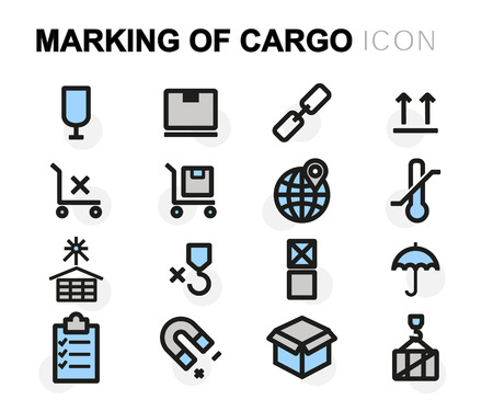 flat line marking of cargo icons set on white backgroundのイラスト素材