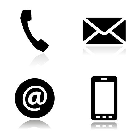 black line contact icons set on white backgroundのイラスト素材