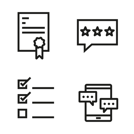 black line testimonial icons set on white backgroundのイラスト素材
