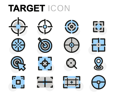 Vector flat line target icons set on white backgroundのイラスト素材