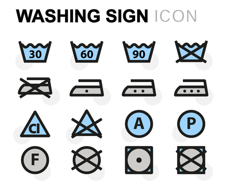 Vector flat washing signs set on white backgroundのイラスト素材