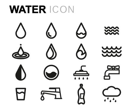 Vector line water icons set on white backgroundのイラスト素材