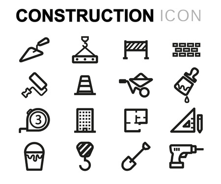Vector line construction icons set on white backgroundのイラスト素材