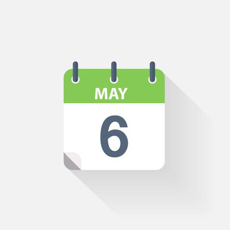 6 may calendar icon on grey backgroundのイラスト素材