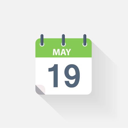 19 may calendar icon on grey backgroundのイラスト素材
