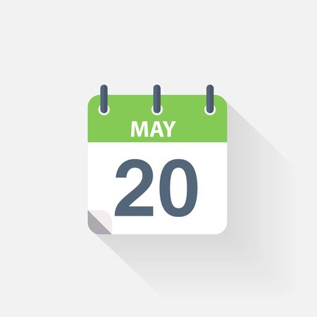 20 may calendar icon on grey backgroundのイラスト素材