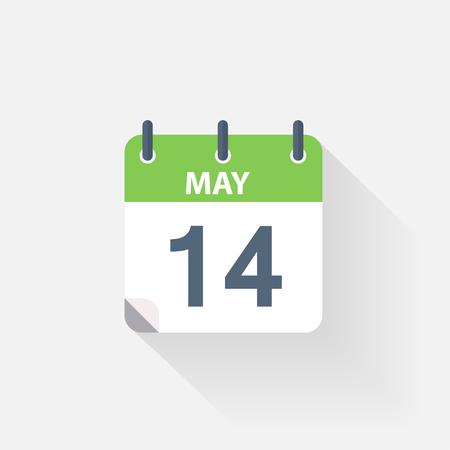 14 may calendar icon on grey backgroundのイラスト素材