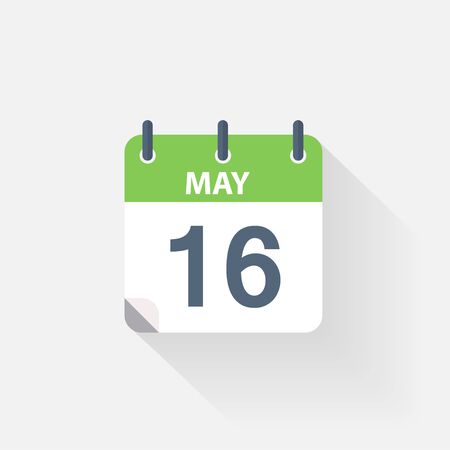 16 may calendar icon on grey backgroundのイラスト素材