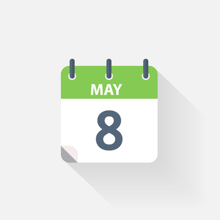 8 may calendar icon on grey backgroundのイラスト素材