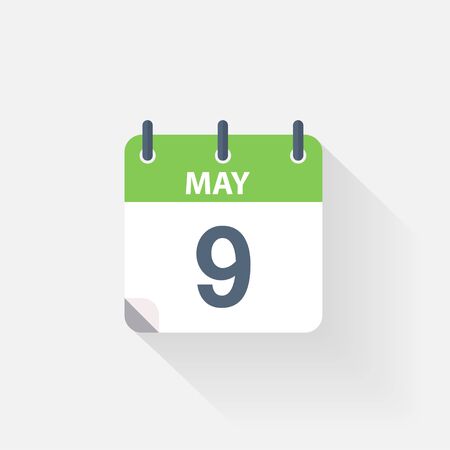 9 may calendar icon on grey backgroundのイラスト素材