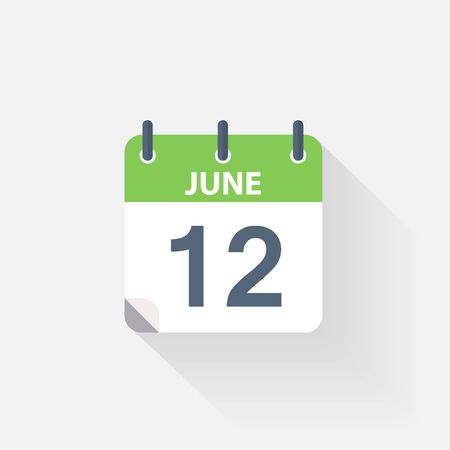 12 june calendar icon on grey backgroundのイラスト素材