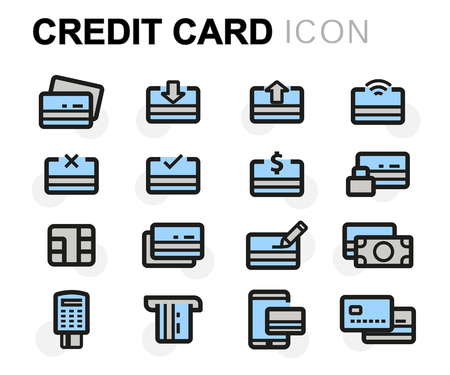 Vector flat credit card icons set on white backgroundのイラスト素材