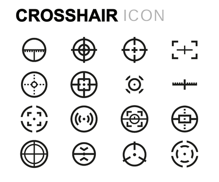 Vector line crosshair icons set on white backgroundのイラスト素材