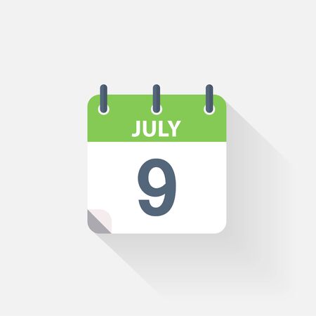9 july calendar icon on grey backgroundのイラスト素材