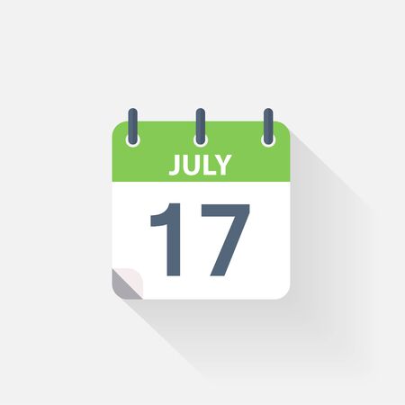 17 july calendar icon on grey backgroundのイラスト素材