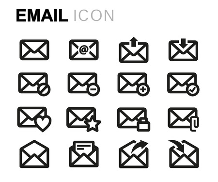 Vector line email icons set on white backgroundのイラスト素材