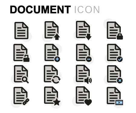 Vector flat document icons set on white backgroundのイラスト素材