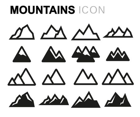 Vector line mountains set on white backgroundのイラスト素材