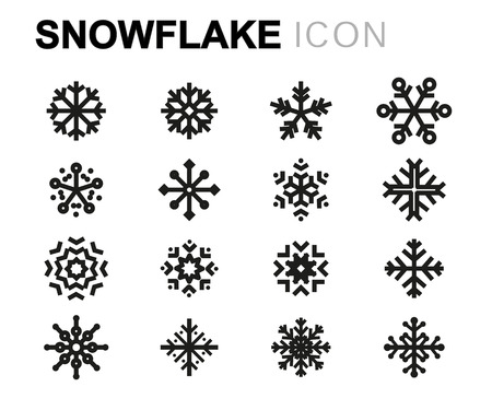 Vector line snowflake icons set on white backgroundの写真素材