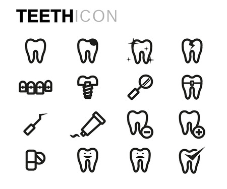 Vector line teeth icons setのイラスト素材