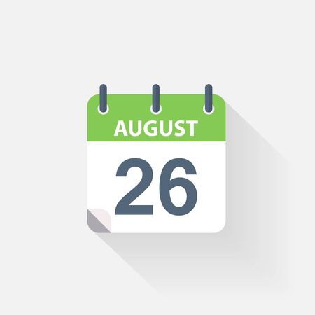 26 august calendar icon on grey backgroundの写真素材