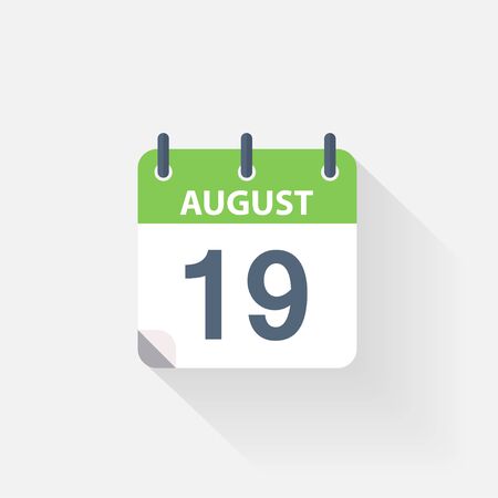 19 august calendar icon on grey backgroundの写真素材