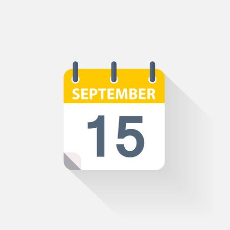 15 september calendar icon on grey backgroundのイラスト素材