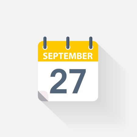 27 september calendar icon on grey backgroundのイラスト素材