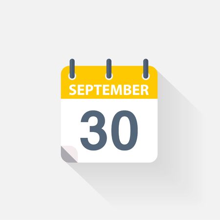 30 september calendar icon on grey backgroundのイラスト素材
