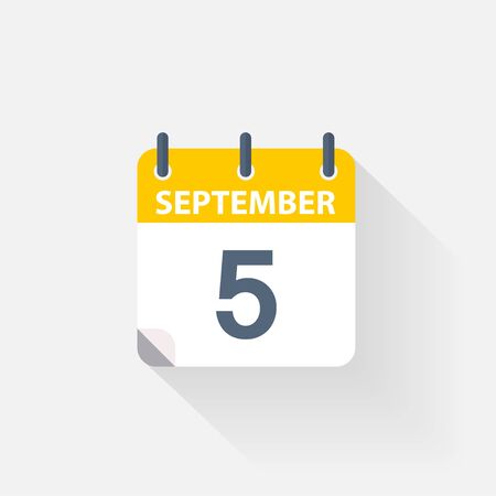 5 september calendar icon on grey backgroundのイラスト素材