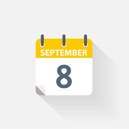 8 september calendar icon on grey backgroundのイラスト素材