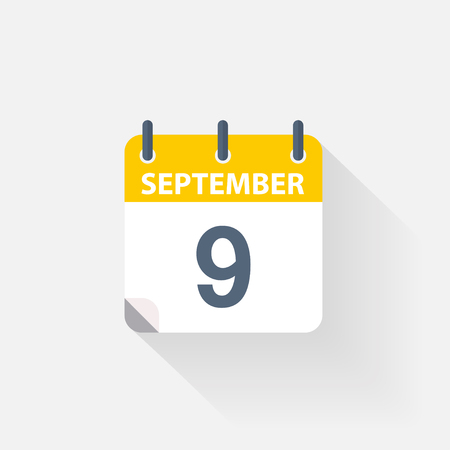 9 september calendar icon on grey backgroundのイラスト素材