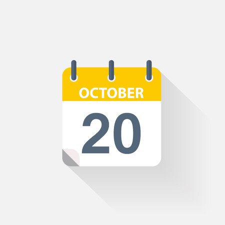 20 october calendar icon on grey backgroundのイラスト素材