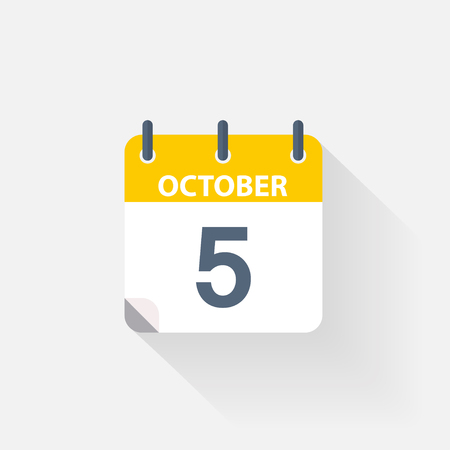 5 october calendar icon on grey backgroundのイラスト素材