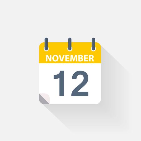 12 november calendar icon on grey backgroundのイラスト素材