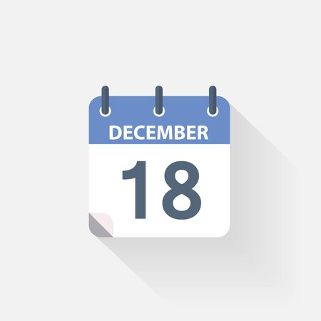 18 december calendar icon on grey backgroundのイラスト素材