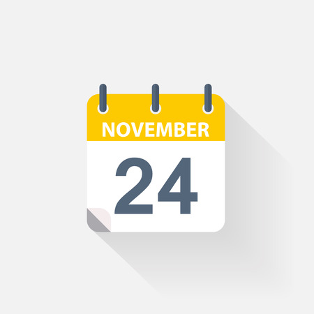 24 november calendar icon on grey backgroundのイラスト素材