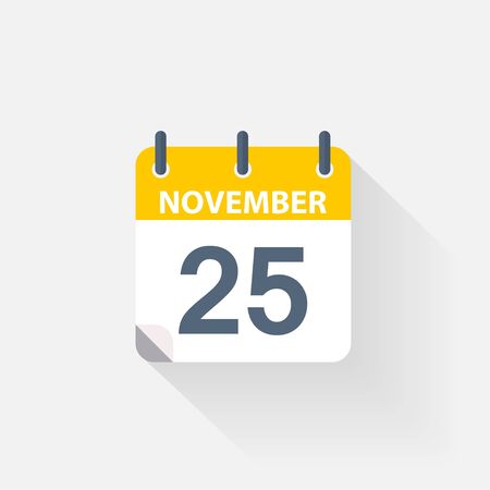 25 november calendar icon on grey backgroundの写真素材