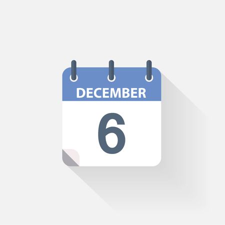 6 december calendar icon on grey backgroundの写真素材